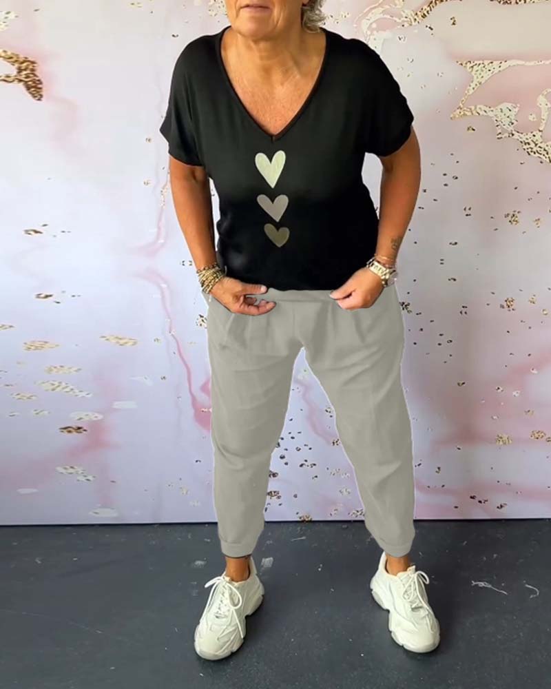 Andrea's™ | Bequeme Freizeithose mit einfarbiger Tasche