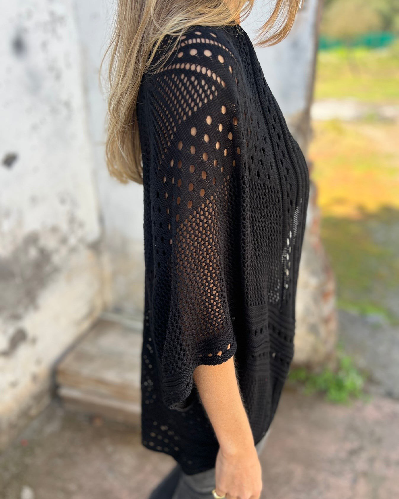 Andrea's™ | Elegantes Mantel mit Lochstrickdesign