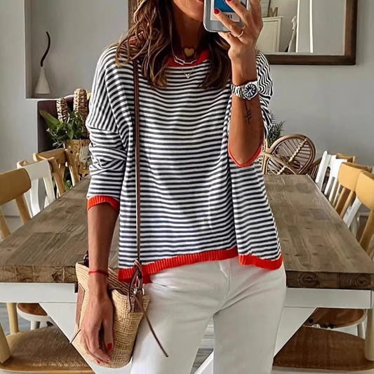 Andrea's™ | Gestreiftes Baumwollhemd mit langen Ärmeln