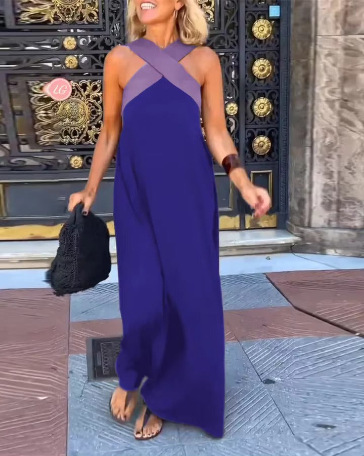 Andrea's™ | Cross Halter Flowing Maxi Dress